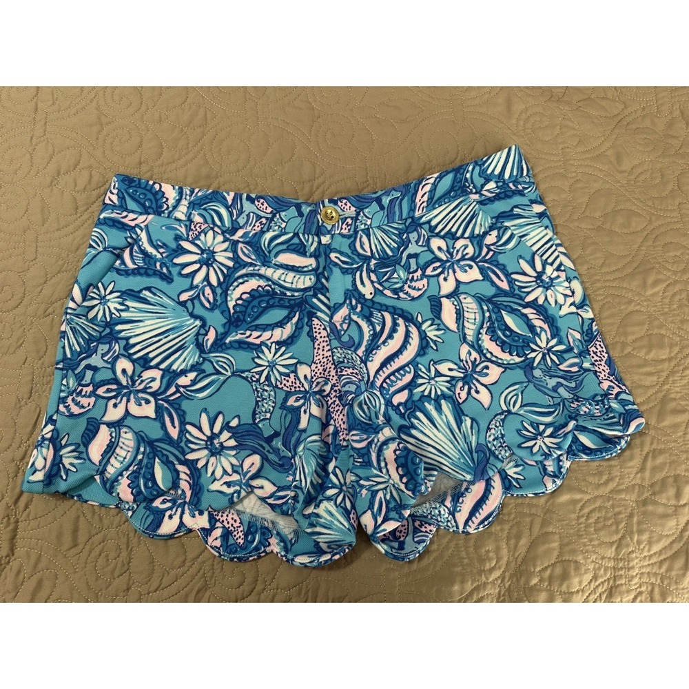 Lilly Pulitzer Women's Buttercup Knit Shorts Amalfi Blue Size 12 3.5"